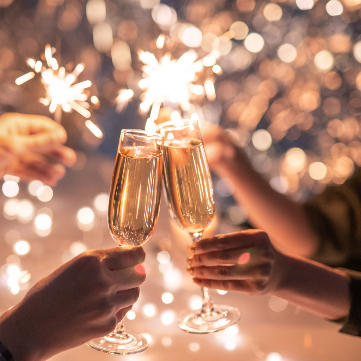 Champagne Glasses and Sparklers