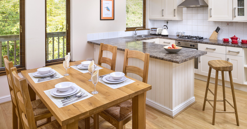 Kingfisher Lodge Living Space with kitchen and dining area