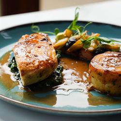 Fish dish with cooked veg