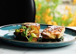 Fish dish with cooked veg