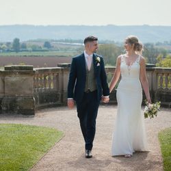 Bride and groom outside