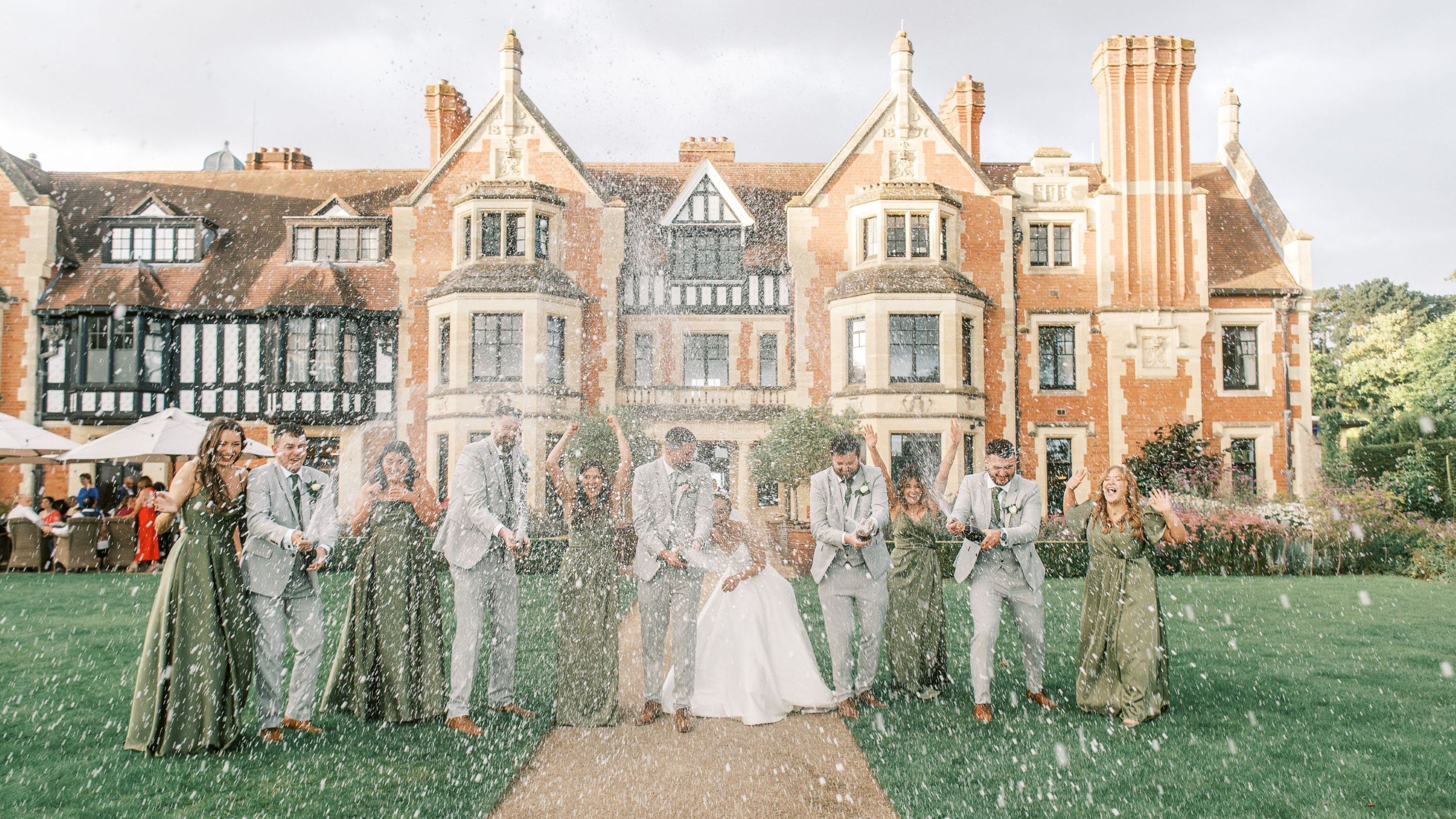 Bridal party with champagne