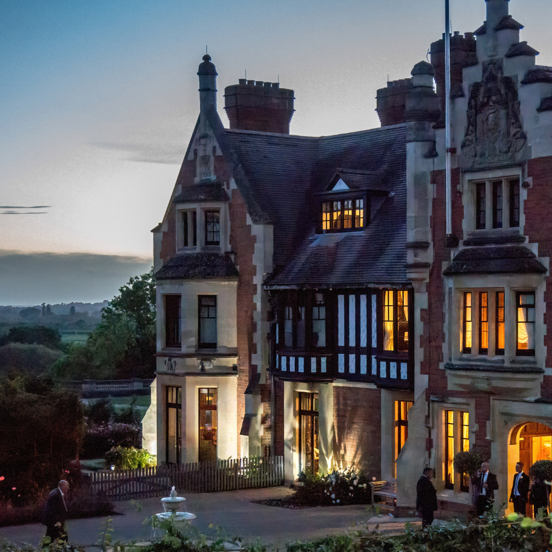 Front hotel exterior at dusk