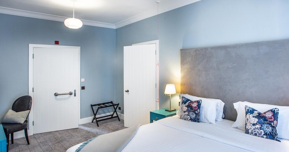 Bedroom with accessible door ways and accessible bathroom