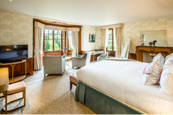 Bedroom facing large  window