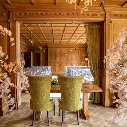 Wedding Aisle set up in between two cherry blossoms