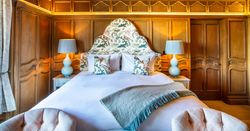 Large Bed with pink, white and green theme
