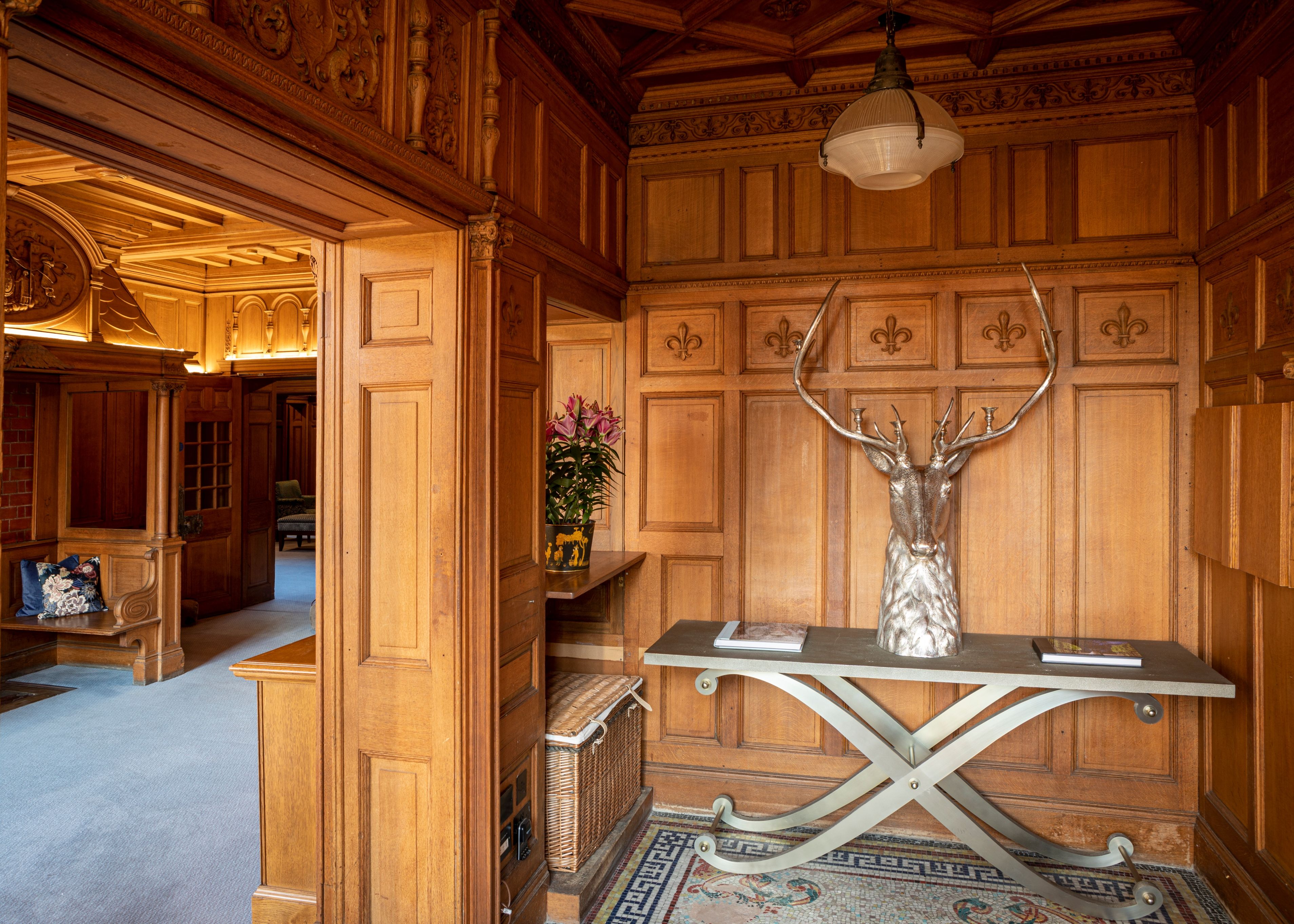 Historic Stag in wood panelled room