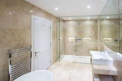 Bathroom with large walk in shower