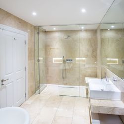 Bathroom with large walk in shower