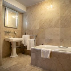 Bathroom with shower over the bath