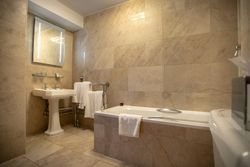 Bathroom with shower over the bath