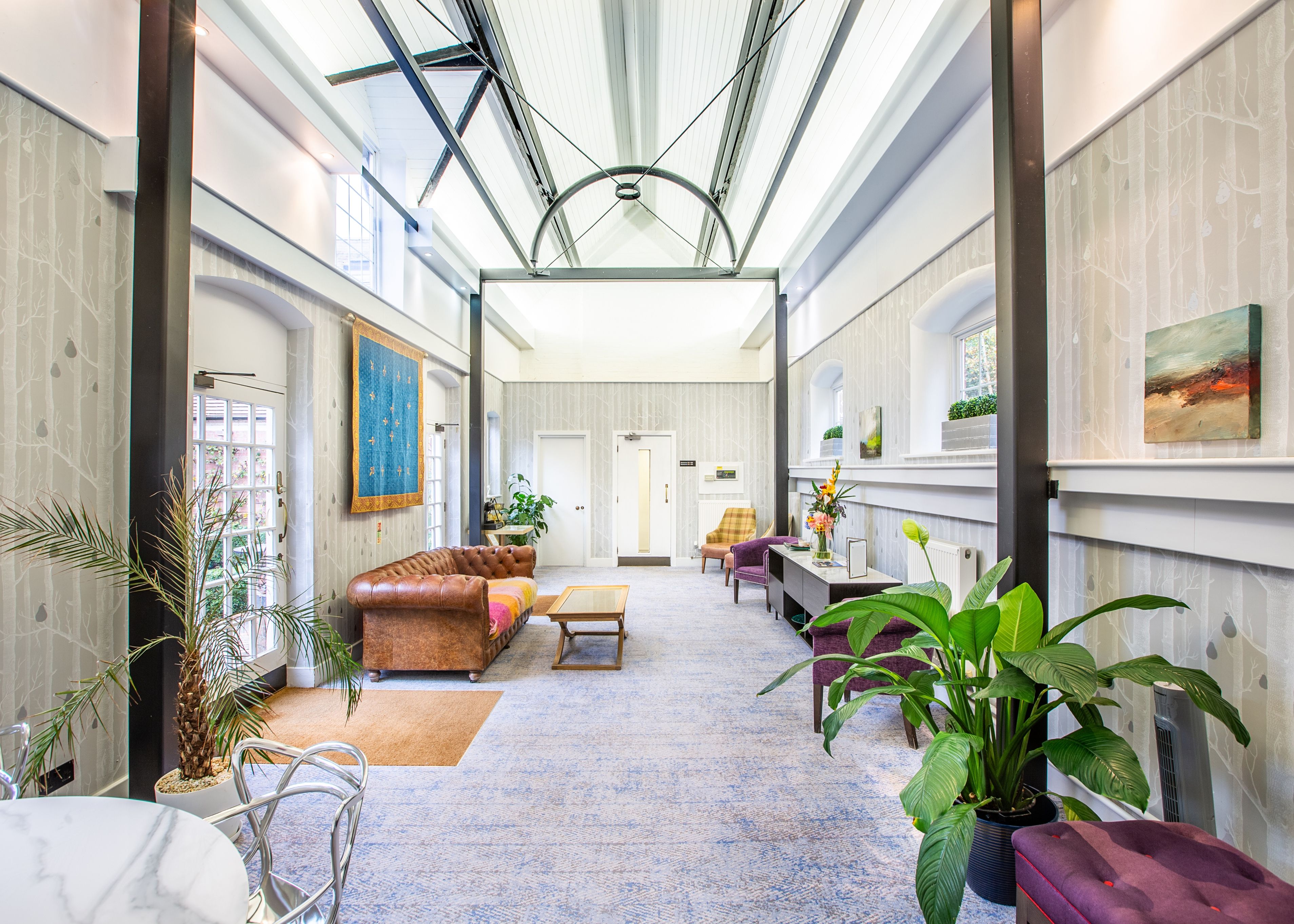Large room with glass ceilings